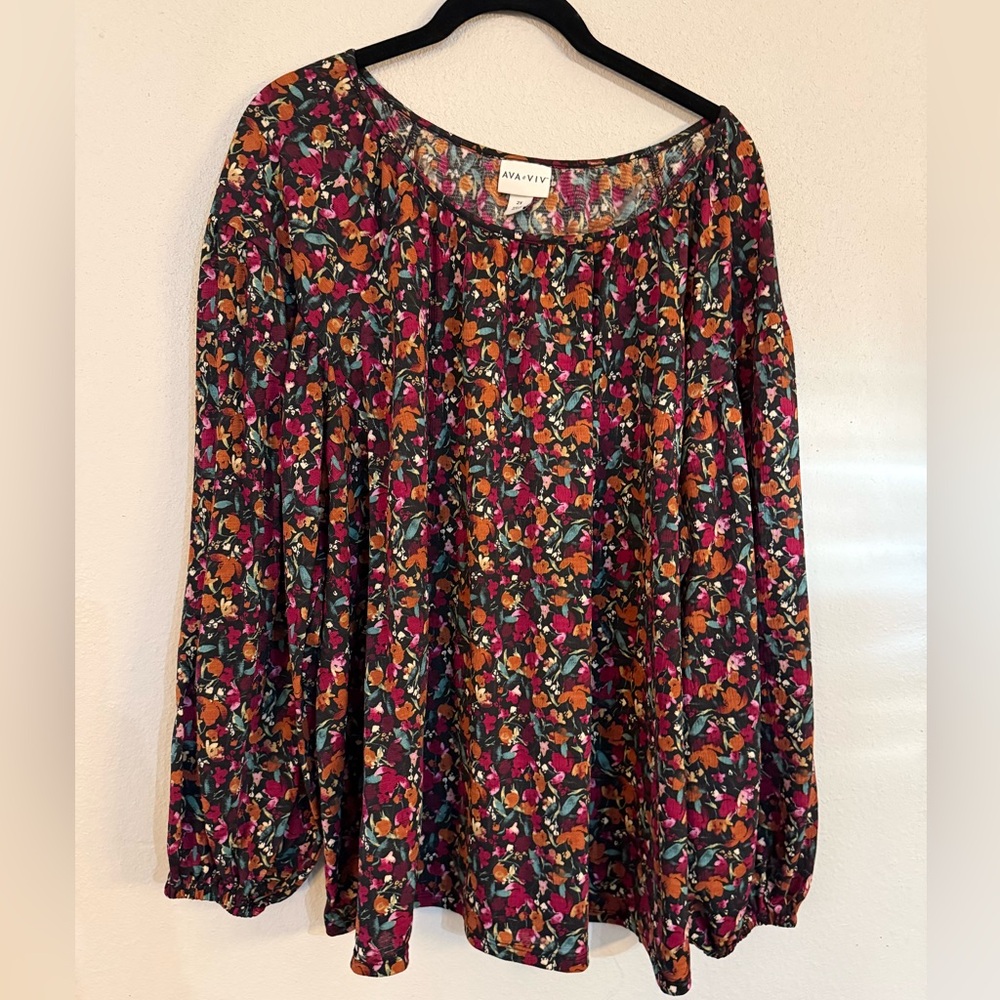 Ava & Viv Women's Colorful Floral Blouse